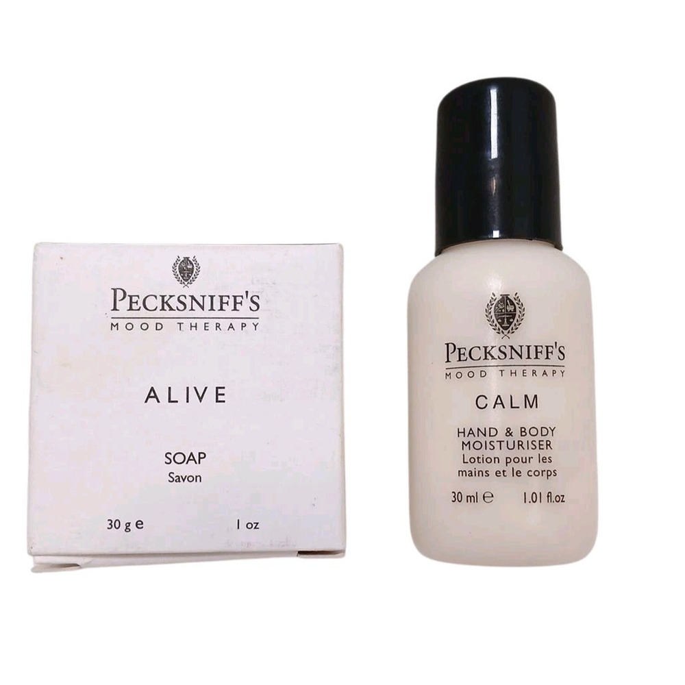 2 Pc Pecksniff's Bar Soap And Lotion ALIVE & CALM Discontinued Mini Travel Size